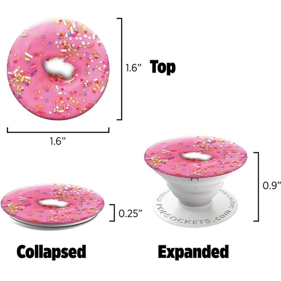 🏷️ 4/$25 NWT Pink Sprinkles Donut PopSocket Collapsible Grip Stand - Picture 7 of 9